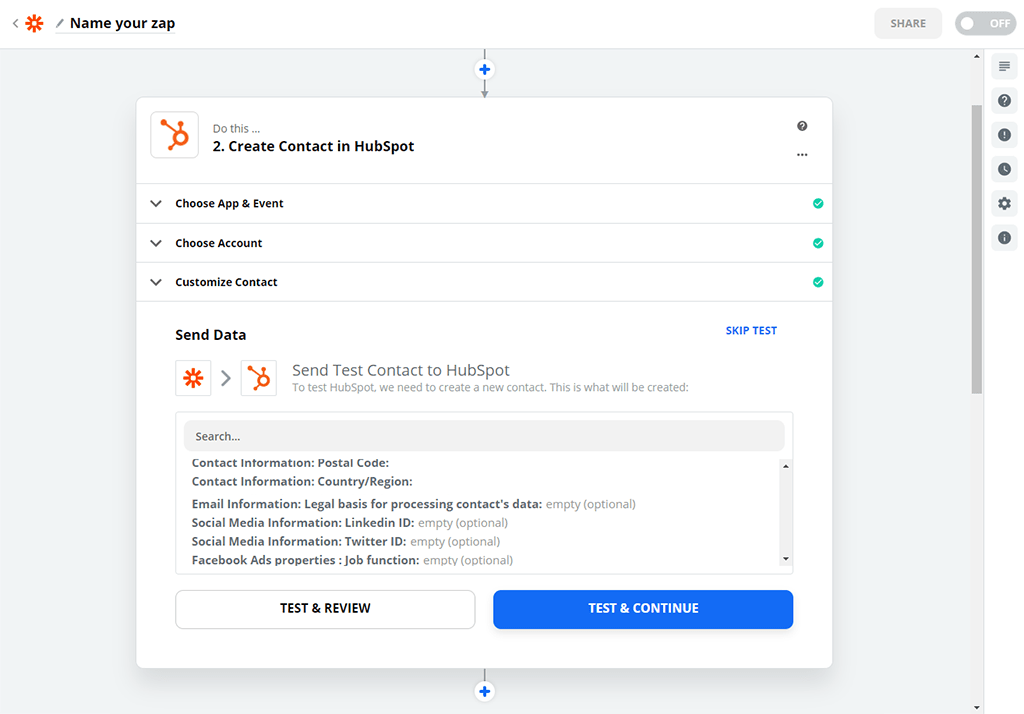 Zapier-App Schritt 9