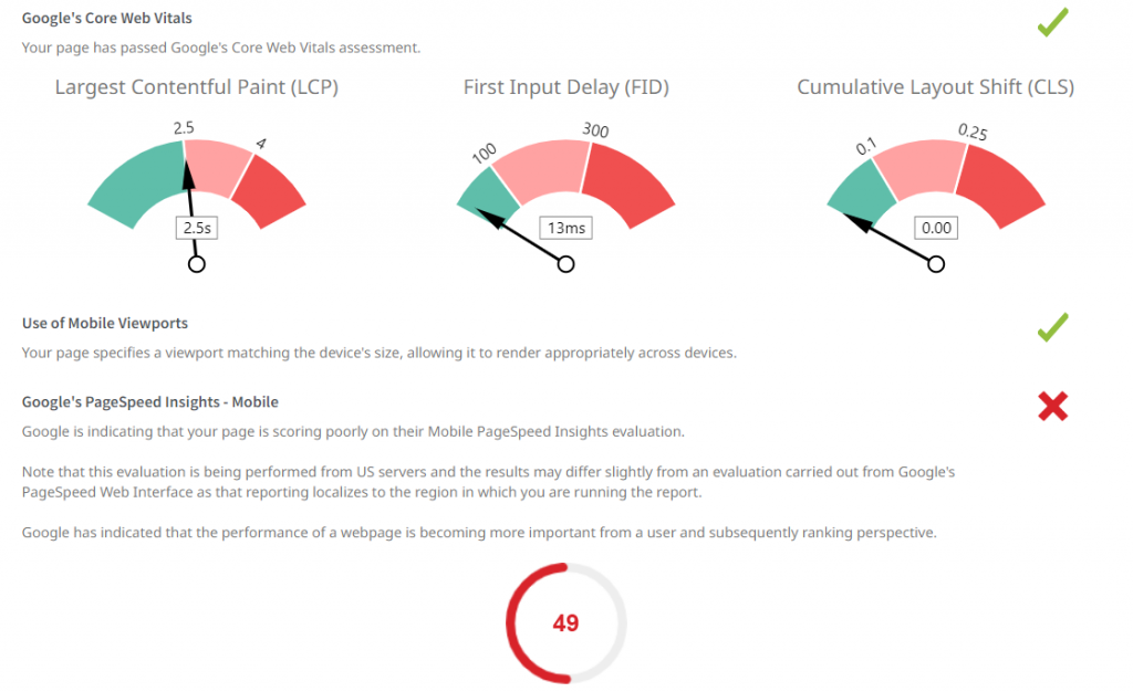 core web vitals puanı